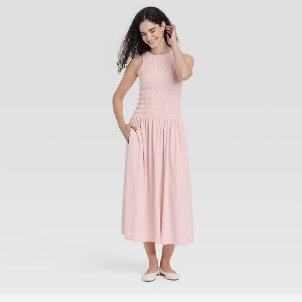 Women's Smocked Knit Maxi A-Line Dress - Universal
Thread™ pink new 🆕